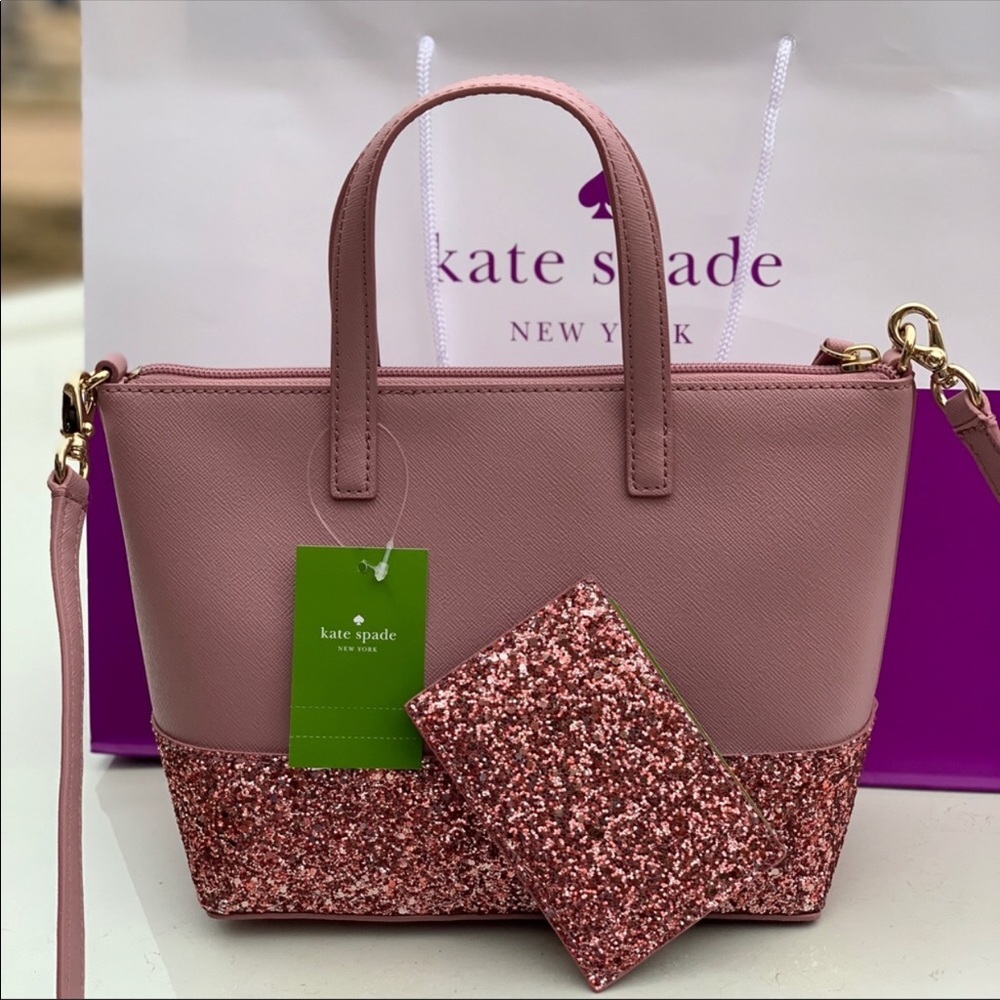 Kate Spade Greta court glitter satchel +wallet set - Picture 6 of 8